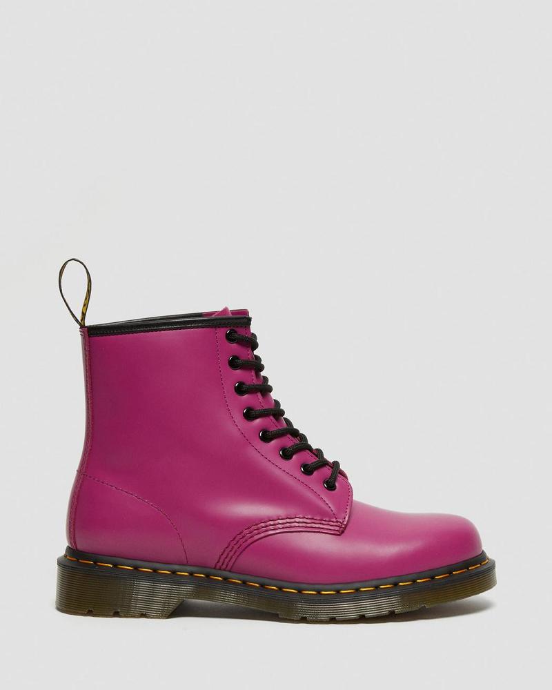 Pink Men's Dr Martens 1460 Smooth Leather Lace Up Boots | CA 532QMA